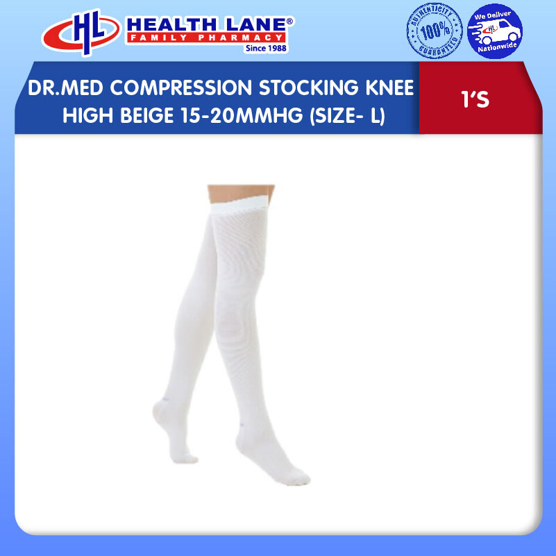 DR.MED COMPRESSION STOCKING KNEE HIGH BEIGE 15-20MMHG (SIZE- L)